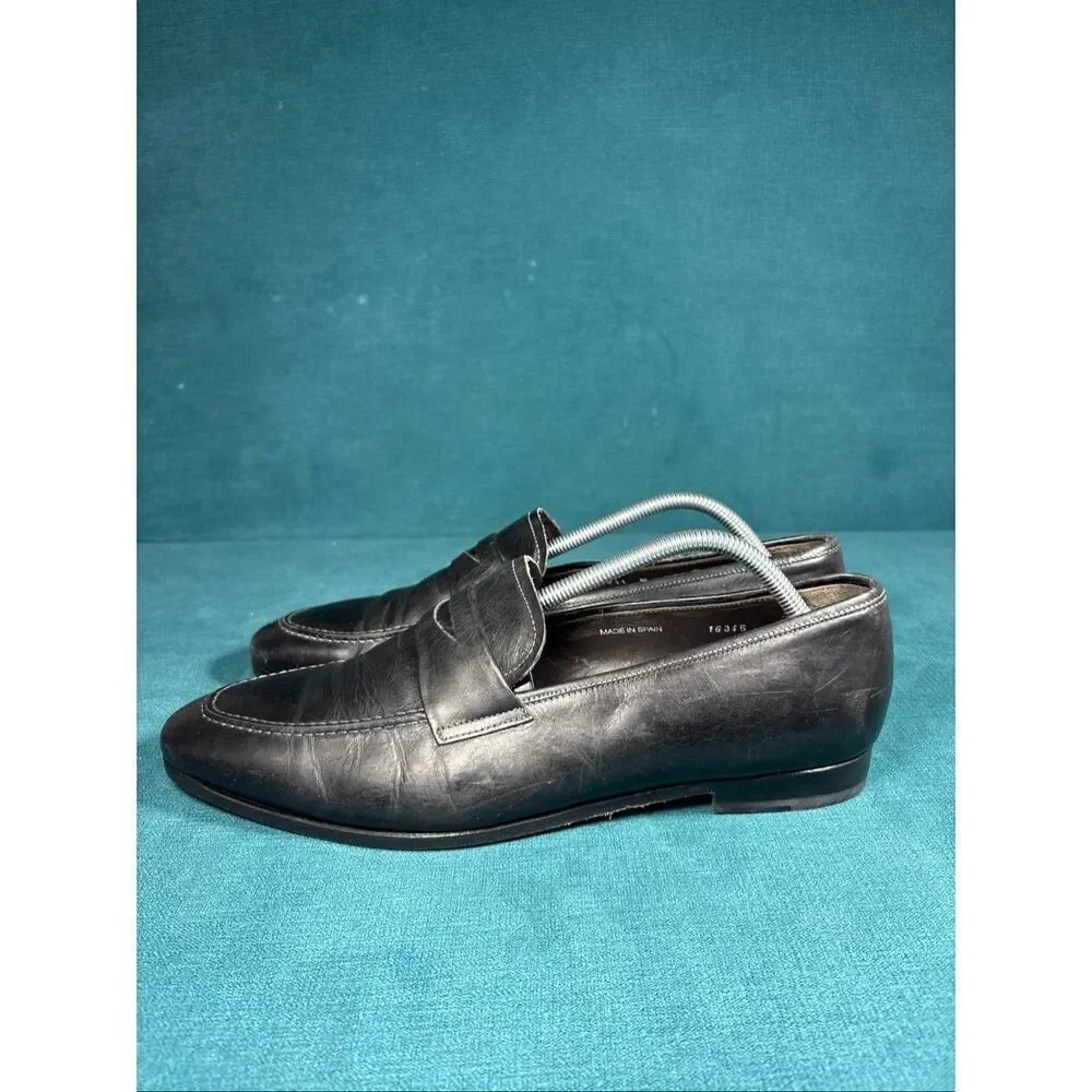 Mezlan Bradley Penny Loafers Black Leather Men’s Size 11 Made in Spain Italian S